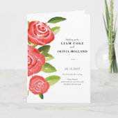 Red Rose Floral Wedding Programme (Devant)