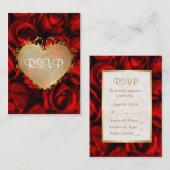 Red Rose Floral Wedding RSVP Informatiekaartje (Voorkant / Achterkant)