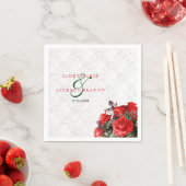 Red Rose Floral Wedding Servetten (Insitu)