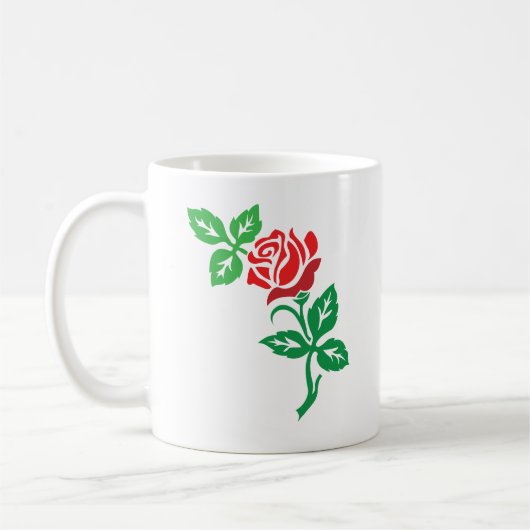 Red Rose Flower Design – Classic Floral Beauty Koffiemok (Links)