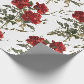 Red Rose Flower  French Script Valentijn Wr Cadeaupapier (Hoek)
