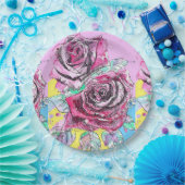 Red Rose Flower Pattern Art Paper Party Bord (Feest)