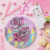 Red Rose Flower Pattern Art Paper Party Bord (Feest)