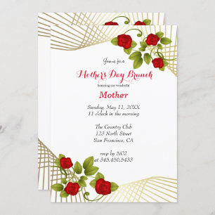 Red Rose Flowers met Gold Accent-Sjabloon Kaart
