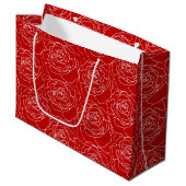 Red Rose Gift Bag (groot) Groot Cadeauzakje (Voorkant Gekanteld)