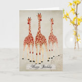 Red Rose Giraffes Verjaardag Kaart (Gele Bloem)