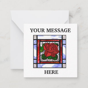 Red Rose Glas in lood Art Deco gepersonaliseerd Notitiekaartje
