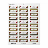 Red Rose Gold Black Stripes Étiquettes de adresse (Feuille entière)