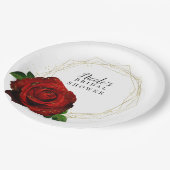 Red Rose Gold geometrisch glam Vrijgezellenfeest Papieren Bordje (Gekanteld)
