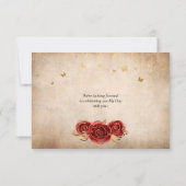 Red Rose Gold Parchment Elegant Save The Date (Achterkant)