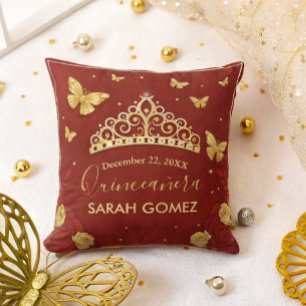 Red Rose Gold Quinceanera Kussen