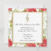 Red Rose Gold Treble Clef Considérant Invitation (Dos)