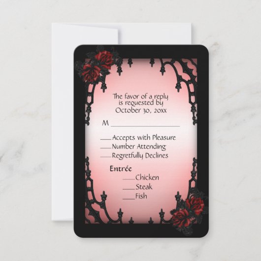 Red Rose Gothic RSVP met menukeuze (Voorkant)