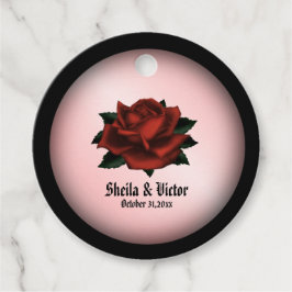Red Rose Gothic Wedding Personal Bedankjes Labels
