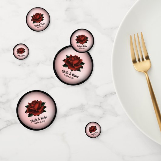 Red Rose Gothic Wedding Personal Confetti (Groep)