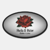 Red Rose Gothic Wedding Personal Oval Sticker (Voorkant)