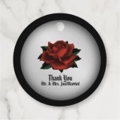 Red Rose Gothic Wedding Personalize Bedankjes Labels (Achterkant)