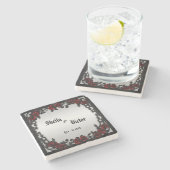 Red Rose Gothic Wedding Personalized Iron Gate Stenen Onderzetter (Zijkant)