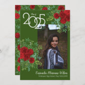 Red Rose Green Foto Afstuderen Aankondiging (Voorkant / Achterkant)