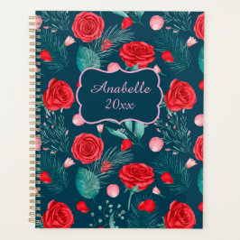 Red Rose & Green Leaves Personalized Planner