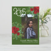 Red Rose Green Photo Faire-part de graduation (Debout devant)