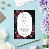 Red Rose Halloween Bats Wedding Zwart Acryl Uitnodigingen (Insitu (Huwelijk))