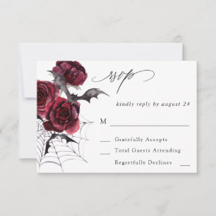 Red Rose Halloween vleermuizen op maaltijd RSVP Kaartje