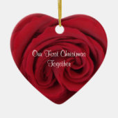 Red Rose Heart Eerste Kerstmis Samen Ornament (Voorkant)
