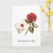 Red Rose Heart Love Kaart (Gele Bloem)