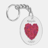 Red Rose Heart Romantic Minimalist Custom Text Sleutelhanger (Voorkant Links)