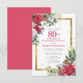 Red Rose Holly 80ste verrassingsfeest Kaart (Voorkant / Achterkant)