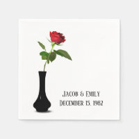 Red Rose in Black Vase