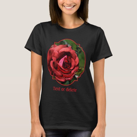 Red Rose In Bloom Abstract Art T-shirt (Voorkant)