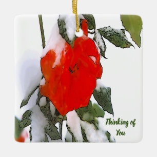 Red Rose in sneeuw Keramisch Ornament