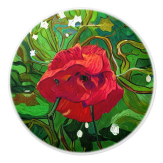 RED ROSE KERAMISCHE KNOP