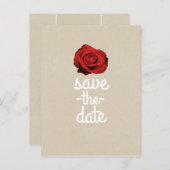 Red Rose Kraft Rustic Wedding Save the Date Aankondigingskaart (Voorkant / Achterkant)