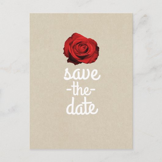 Red Rose Kraft Rustic Wedding Save the Date Aankondigingskaart (Voorkant)