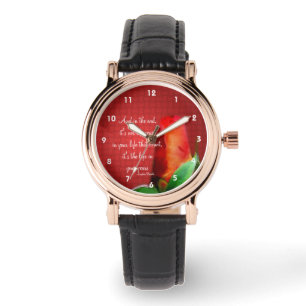 Red Rose Life Attitude Quote Inspirerend Horloge