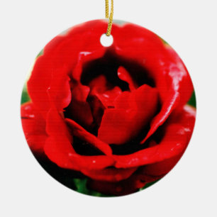 Red Rose Love Keramisch Ornament