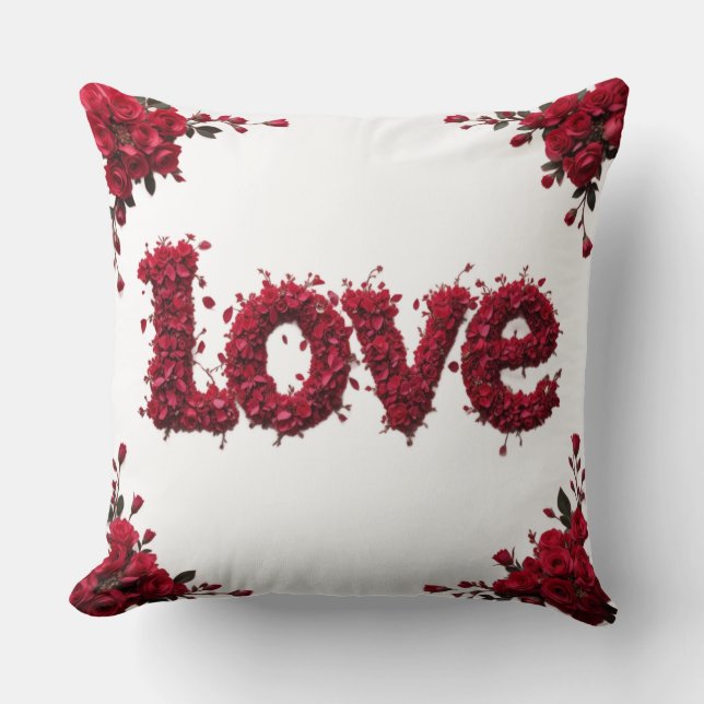 Red Rose LOVE Pillow Romantic Valentine's Day Gift Kussen (Voorkant)