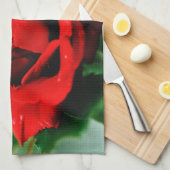 Red Rose Love Theedoek (Quarter Fold)