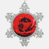 Red Rose Love Tin Sneeuwvlok Ornament (Voorkant)