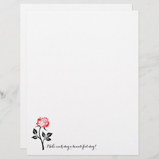 Red Rose, maak elke dag mooi! Papierwaren Briefhoofd (Voorkant / Achterkant)