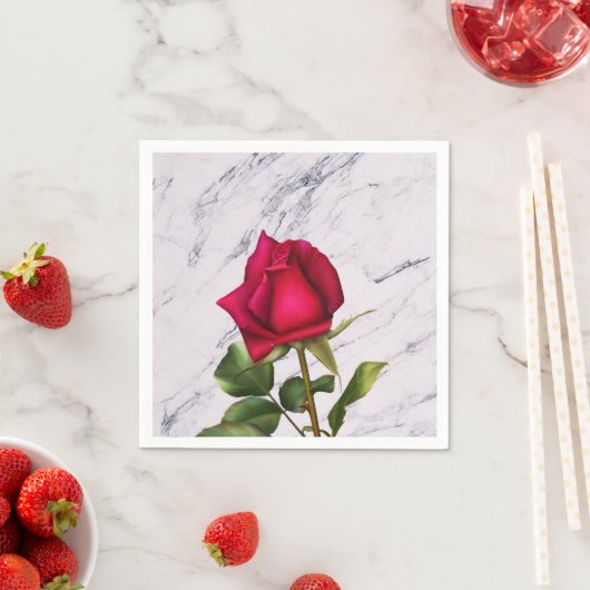Red Rose Marble Modern Glam Vrijgezellenfeest Part Servetten (Insitu)