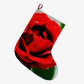 Red Rose met dauwdruppels Grote Kerstsok (Voorkant (Hangend))
