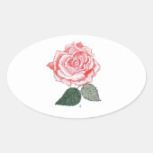 Red Rose met dauwdruppels uit petals Ovale Sticker (Voorkant)