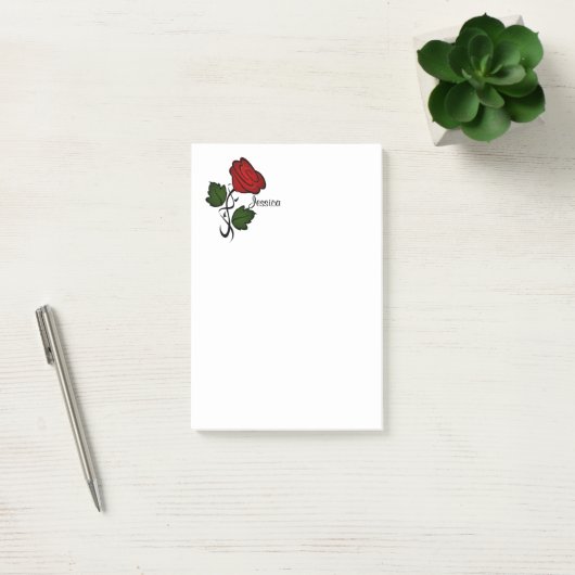 Red Rose met naam Post-it® Notes (Kantoor)