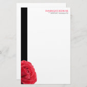 Red Rose met zwarte accent Briefpapier (Voorkant / Achterkant)
