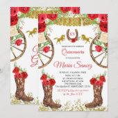 Red Rose Mexicaine Charra Quinceañera Invitation (Devant / Derrière)
