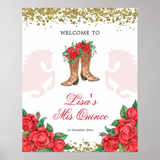 Red Rose Mexicaine Mis Quince Affiche de bienvenue (Devant)
